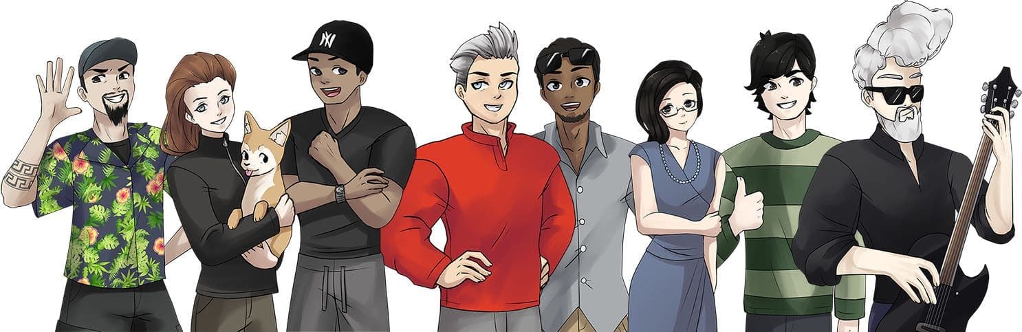 Anime - Bill, Tanya, Omari, Ben, Colvin, Aya, Kyle, Chris