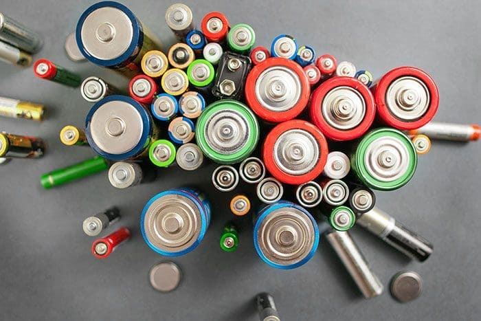 A variety of household batteries